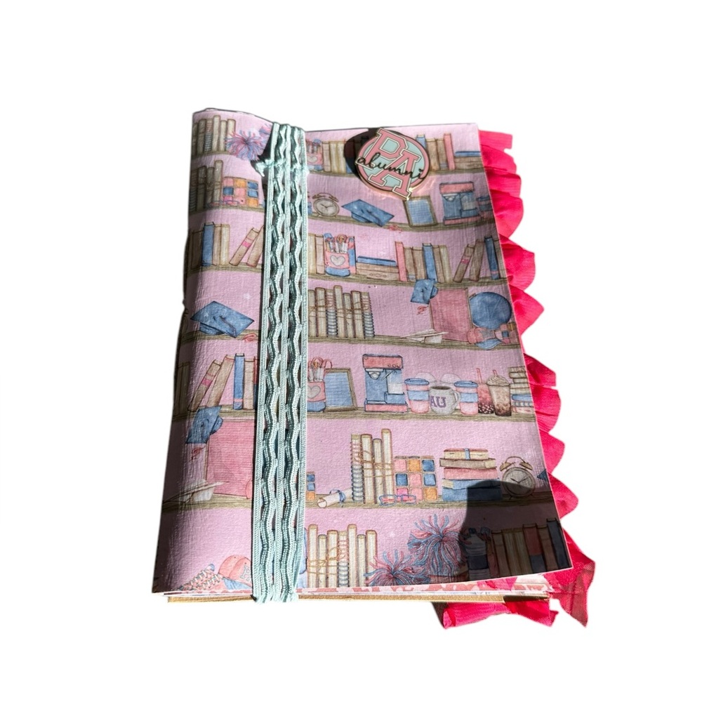 Handmade Vintage and Pastel Junk Journal Style School Themed Notebook